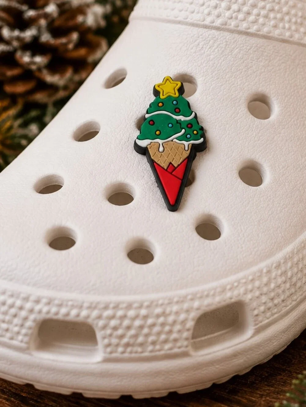 Christmas Tree Ice Cream Croc Shoe Charm Holiday Sweet Treat Food Jibbitz Style